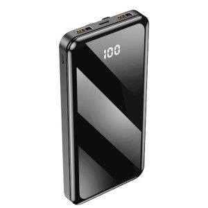 Forever TB-411 Power Bank hordozható külső akkumulátor, 2xUSB-A/1xUSB-C, USB-C-Micro-USB-Lightning kábelekkel, 10000 mAh, 10W, fekete