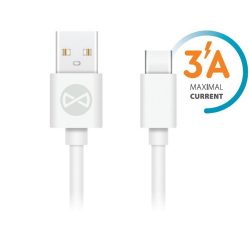   Forever USB/USB-C töltő és adatkábel, gyorstöltés funkció, 3A, 1m, fehér