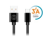   Forever USB/USB-C töltő és adatkábel, gyorstöltés funkció, 3A, 1m, fekete