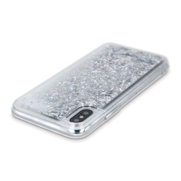 Liquid Sparkle Samsung Galaxy A12 hátlap, tok, ezüst