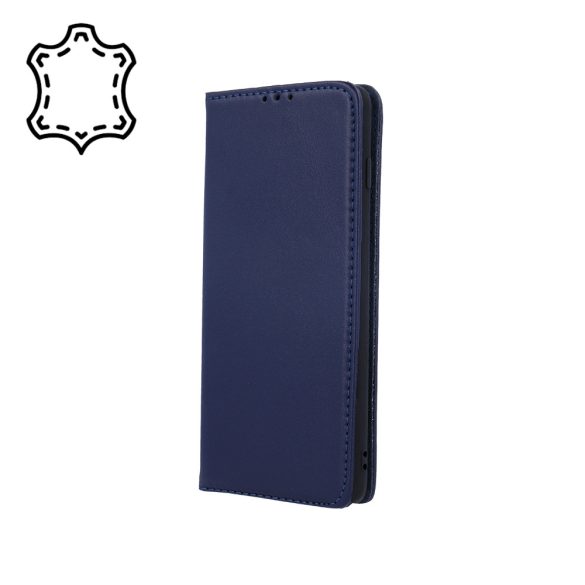 Genuine Leather Smart Pro Xiaomi Redmi Note 10/Note 10S eredeti bőr oldalra nyíló tok, sötétkék