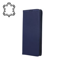   Genuine Leather Smart Pro Xiaomi Redmi 9T/9 Power/Poco M3 eredeti bőr oldalra nyíló tok, sötétkék