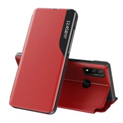   Eco Leather View Case Xiaomi Redmi Note 10/Note 10S oldalra nyíló tok, piros