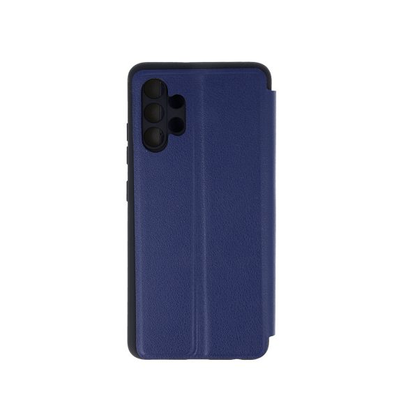 Eco Leather View Case 2 Samsung Galaxy A12/M12 oldalra nyíló tok, sötétkék