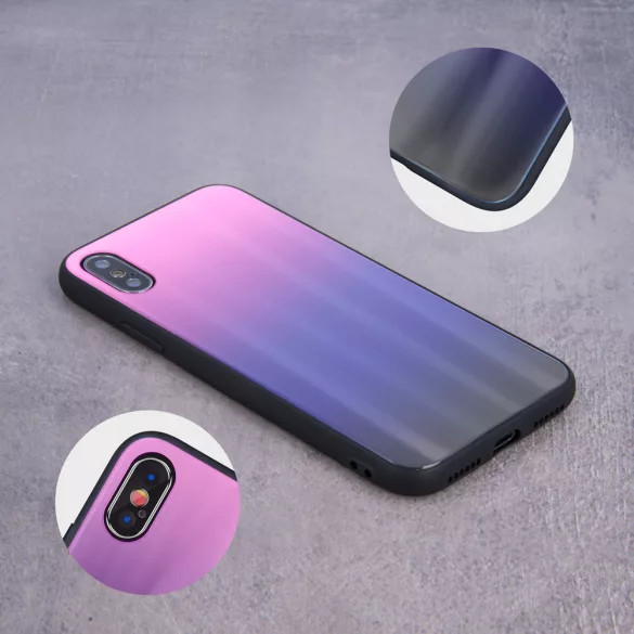 Aurora Glass Xiaomi Redmi 9C edzett üveg hátlap, tok, kék-rózsaszín