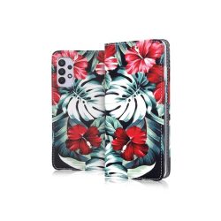   Smart Trendy iPhone 13 Mini Red Flower oldalra nyíló tok, színes, mintás