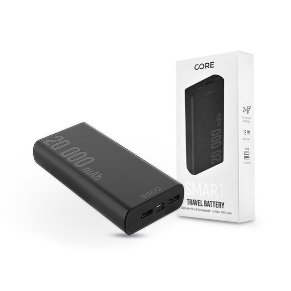 Forever SPF-02 Power Bank PD+QC hordozható külső akkumulátor, 2xUSB-A/1xUSB-C 20000 mAh, 18W, fekete