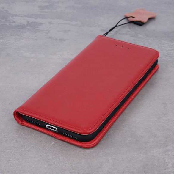 Genuine Leather Smart Pro iPhone 14 Plus eredeti bőr oldalra nyíló tok, bordó