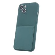   Card Case Silicone Samsung Galaxy A13 4G hátlap, tok, sötétzöld