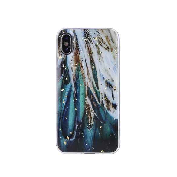 Gold Glam Case Feathers Samsung Galaxy A54 5G hátlap, tok, színes