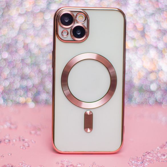 Color Chrome Mag case iPhone 12 Pro magsafe kompatibilis kameravédős hátlap, tok, rozé arany