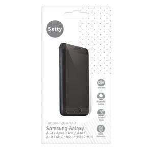 Setty Samsung Galaxy A04/A04s/A12/A14 4G/A14 5G/A32 4G kijelzővédő edzett üvegfólia (tempered glass) 9H keménységű (nem teljes kijelzős 2.5D sík üvegfólia), átlátszó