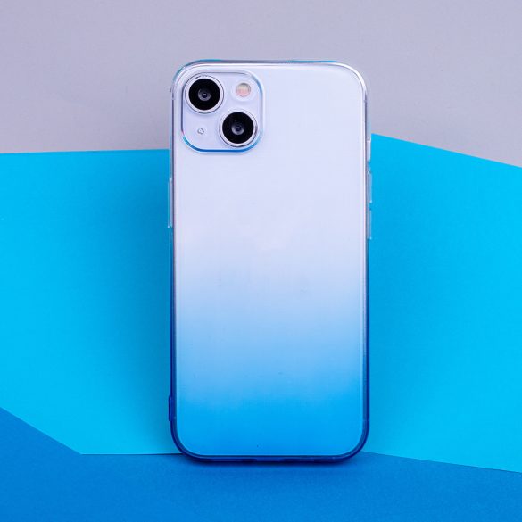 Gradient Case iPhone 15 szilikon hátlap, tok, kék-átlátszó