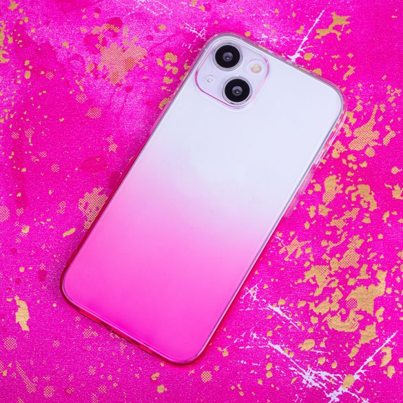 Gradient Case iPhone 15 szilikon hátlap, tok, rózsaszín-átlátszó