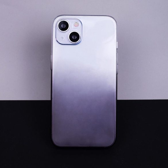 Gradient Case iPhone 15 szilikon hátlap, tok, szürke-átlátszó