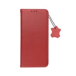   Genuine Leather iPhone 15 eredeti bőr oldalra nyíló tok, bordó