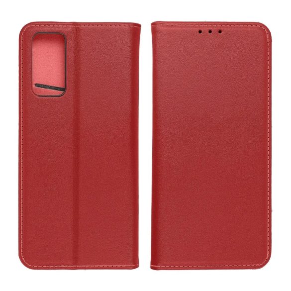 Genuine Leather iPhone 15 eredeti bőr oldalra nyíló tok, bordó
