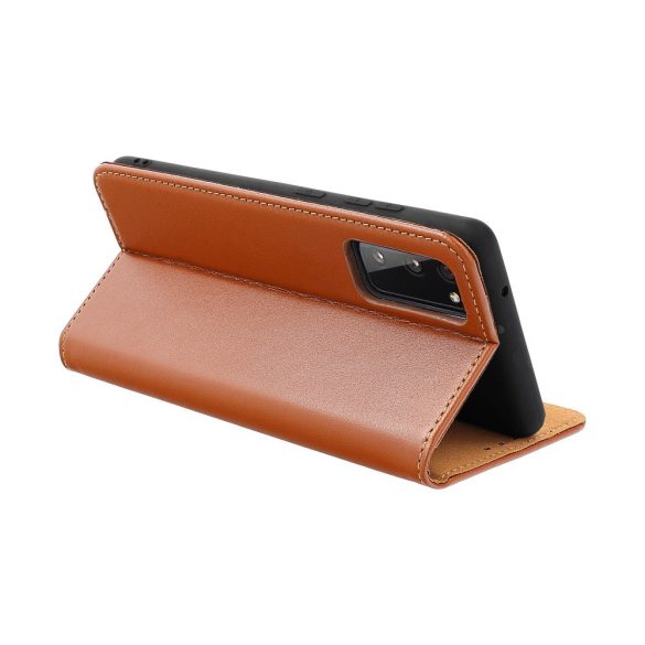 Genuine Leather iPhone 15 Pro eredeti bőr oldalra nyíló tok, barna