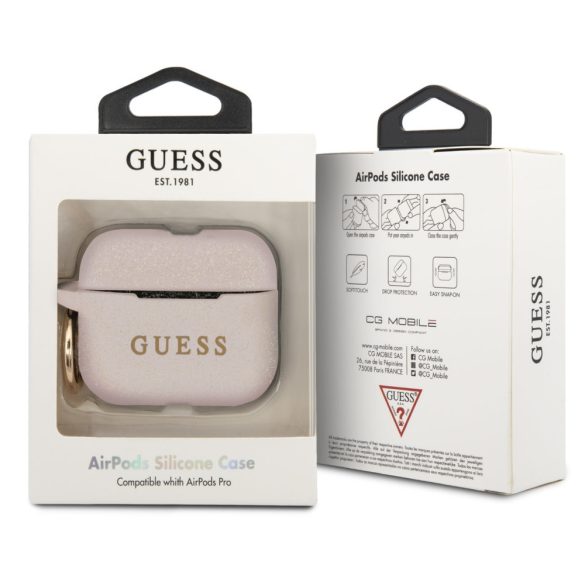 Guess Apple Airpods Pro szilikon (GUACAPSILGLLP) tok, rózsaszín