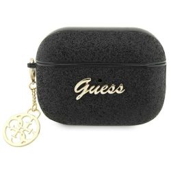 Guess Airpods Pro 2 Glitter Flake 4G Charm tok, fekete