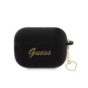 Guess Airpods Pro 2 Silicone Charm Heart (GUAP2LSCHSK) tok, fekete