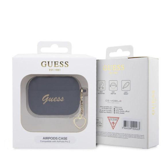 Guess Airpods Pro 2 Silicone Charm Heart (GUAP2LSCHSK) tok, fekete