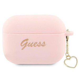 Guess Airpods Pro 2 Silicone Charm Heart (GUAP2LSCHSP) tok, rózsaszín