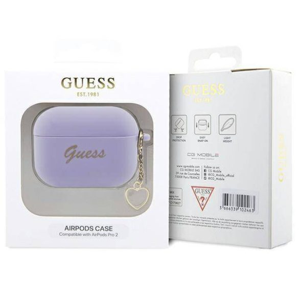 Guess Airpods Pro 2 Silicone Charm Heart (GUAP2LSCHSU) tok, lila