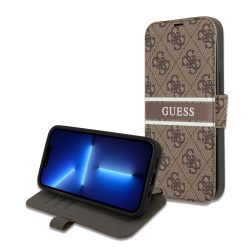   Guess iPhone 13 Pro 4G Printed Stripe (GUBKP13L4GDBR) oldalra nyíló tok, barna