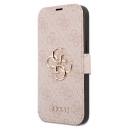   Guess iPhone 13 Pro 4G Metal Logo (GUBKP13L4GMGPI) oldalra nyíló tok, rózsaszín