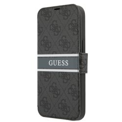   Guess iPhone 13 Mini 4G Printed Stripe (GUBKP13S4GDGR) oldalra nyíló tok, szürke