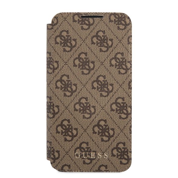 Guess Samsung Galaxy S22 Plus 4G Metal Gold Logo (GUBKS22MG4GFBR) oldalra nyíló tok, barna