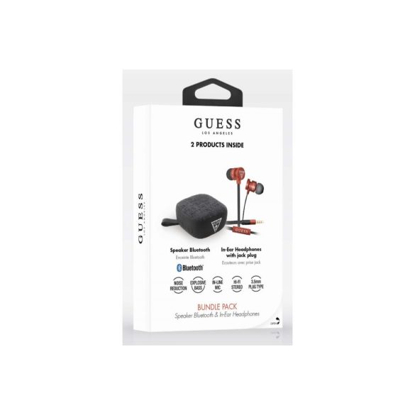 Guess GUBPERSPRE Bundle In-Ear Headset, vezetékes fülhallgató és Bluetooth Speaker hordozható hangszóró, piros