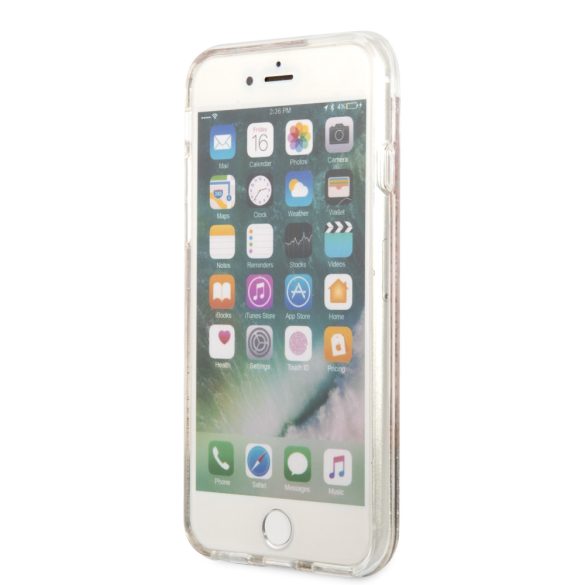 Guess iPhone 7/8/SE (2020/2022) Paisley Liquid Glitter (GUHCI8LFLSD) hátlap, tok, arany