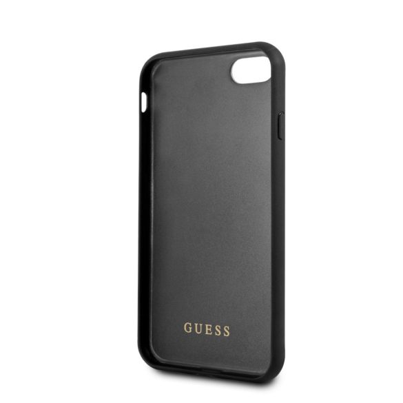 Guess iPhone 7/8/SE (2020) Glitter Marble Glass márvány mintás (GUHCI8MGGBK) hátlap, tok, fekete