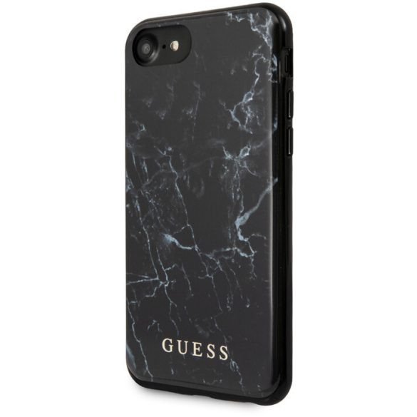 Guess iPhone Marble 6/6S/7/8/SE (2020) márvány mintás (GUHCI8PCUMABK) hátlap, tok, fekete