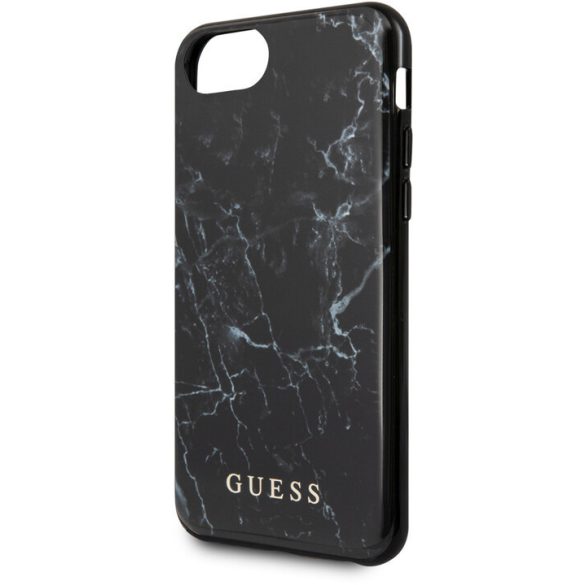 Guess iPhone Marble 6/6S/7/8/SE (2020) márvány mintás (GUHCI8PCUMABK) hátlap, tok, fekete