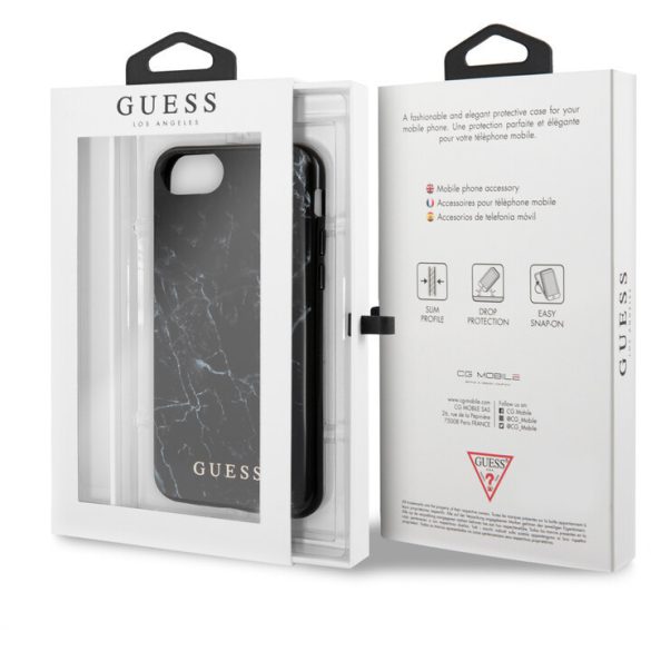 Guess iPhone Marble 6/6S/7/8/SE (2020) márvány mintás (GUHCI8PCUMABK) hátlap, tok, fekete