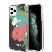   Guess iPhone 11 Pro Flower Shiny N.1 (GUHCN58IMLFL01) hátlap, tok, mintás, fekete