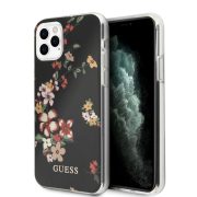   Guess iPhone 11 Pro Flower Shiny N.4 (GUHCN58IMLFL04) hátlap, tok, mintás, fekete