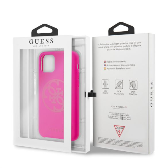 Guess iPhone 11 Pro Silicone 4G Tone On Tone (GUHCN58LS4GFU) hátlap, tok, pink