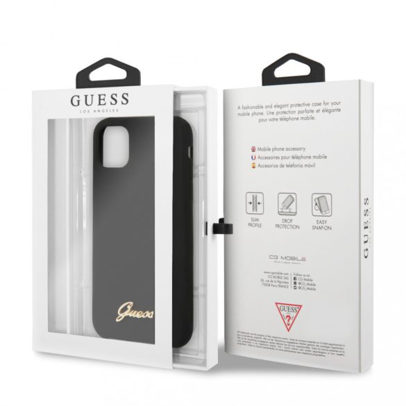 Guess Silicone Vintage iPhone 11 Pro (GUHCN58LSLMGBK) hátlap, tok, fekete