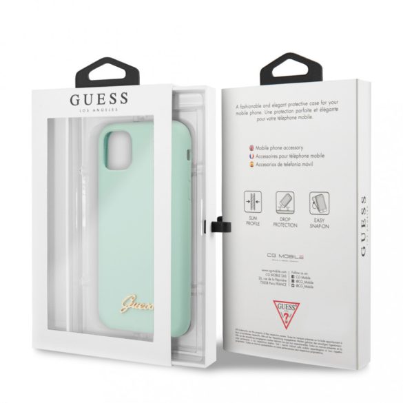 Guess Silicone Vintage iPhone 11 Pro (GUHCN58LSLMGGR) hátlap, tok, zöld