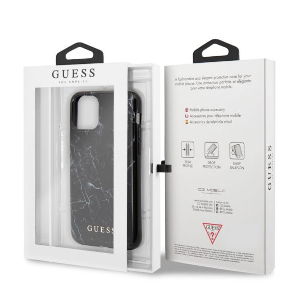 Guess iPhone 11 Pro Marble Case márvány mintás (GUHCN58PCUMABK) hátlap, tok, fekete