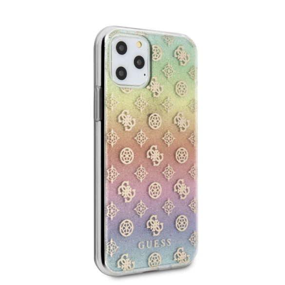 Guess iPhone 11 Pro 4G Glitter Peony (GUHCN58PEOML) hátlap, tok, szivárvány, színes
