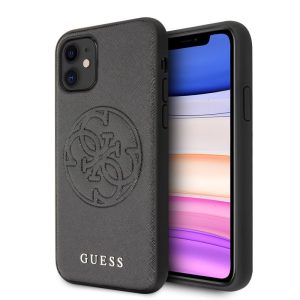 Guess Saffiano 4G Circle iPhone 11 Pro (GUHCN58RSSASBK) hátlap, tok, fekete