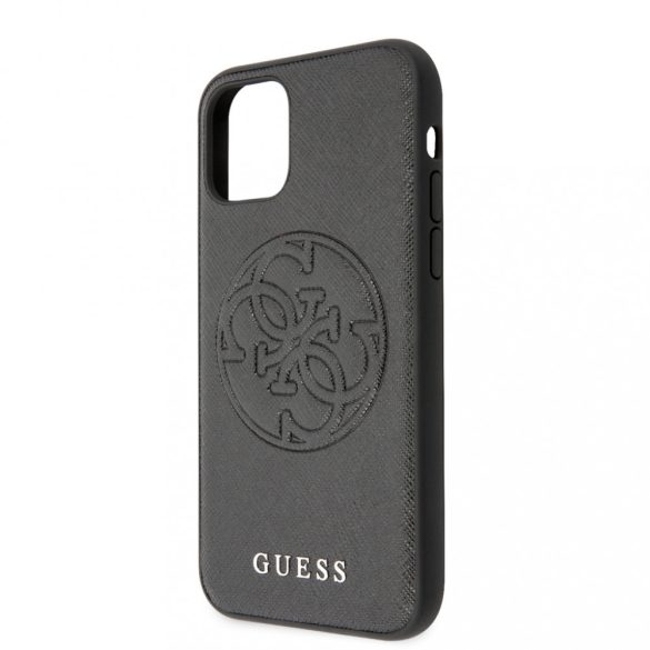 Guess Saffiano 4G Circle iPhone 11 Pro (GUHCN58RSSASBK) hátlap, tok, fekete