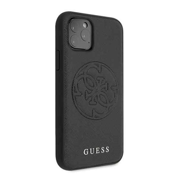 Guess Saffiano 4G Circle iPhone 11 Pro (GUHCN58RSSASBK) hátlap, tok, fekete