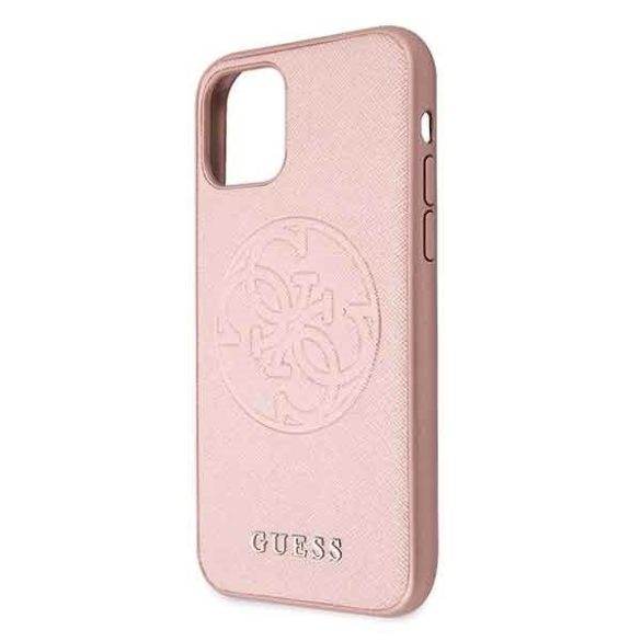 Guess Saffiano 4G Circle iPhone 11 Pro (GUHCN58RSSASRG) hátlap, tok, rozé arany