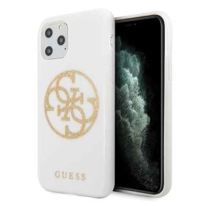 Guess Glitter Circle 4G iPhone 11 Pro (GUHCN58TPUWHGLG) hátlap, tok, fehér